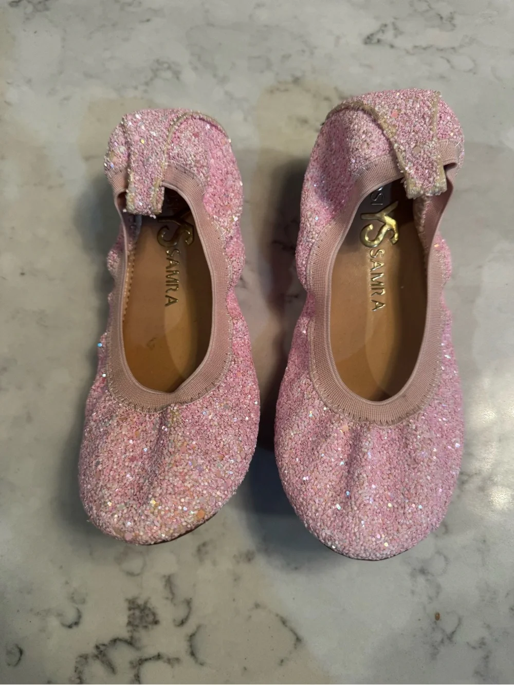 Yosi Samra Pink Glitter Girls Ballet Flats size 2